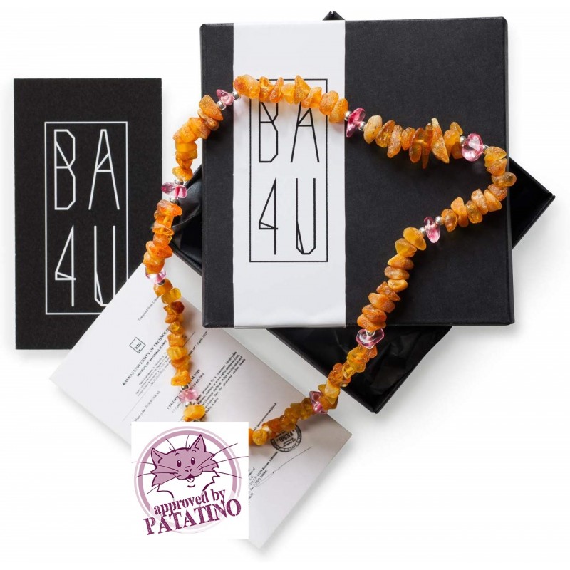 COLLARE IN AMBRA BALTICA GREZZA PER CANE GATTO